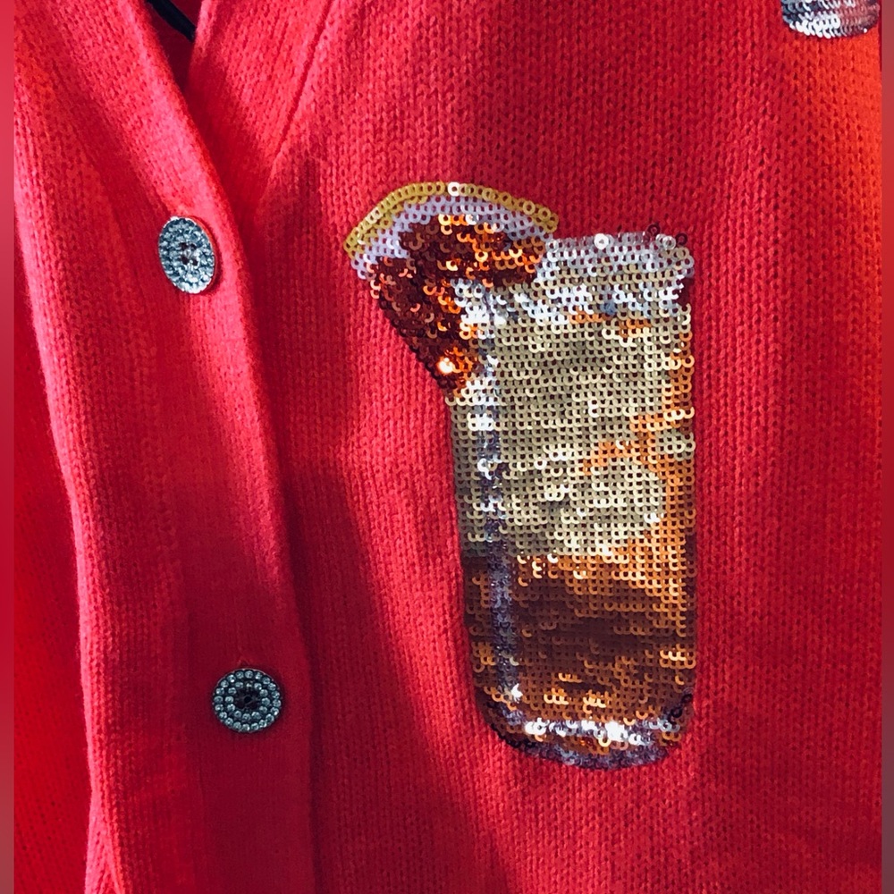 Queen of Sparkles Bright Orange 🍹 Cocktail Women's Cardigan - Picture 3 of 11